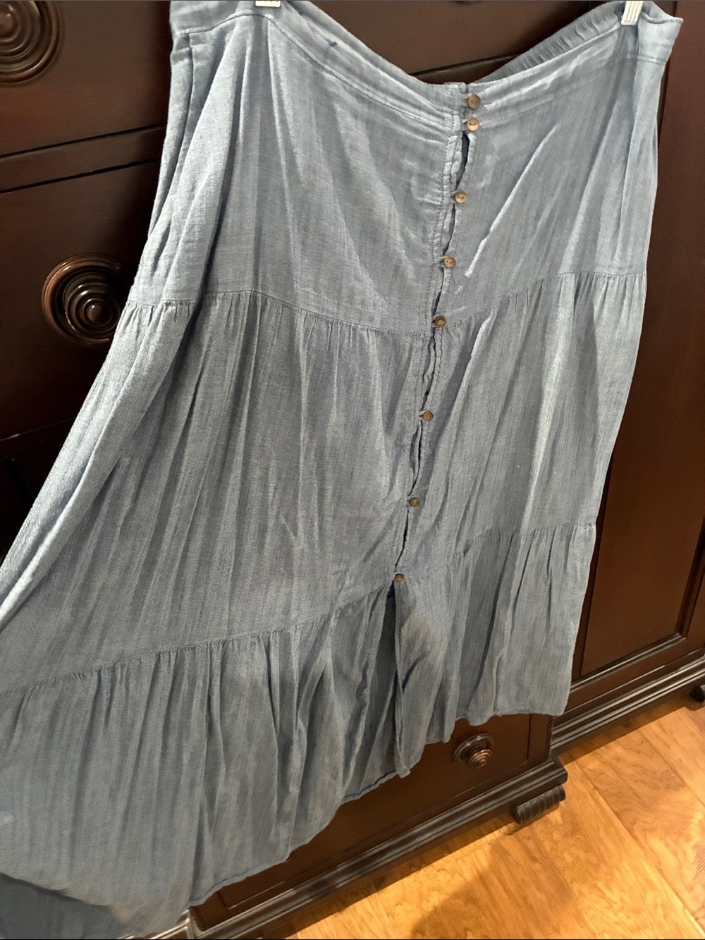 Old Navy Blue Tiered Button-Front Maxi Skirt